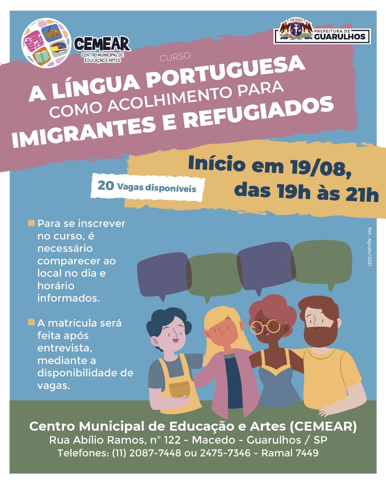 Aulas de Português para Estrangeiros - inscrições abertas - CMSM