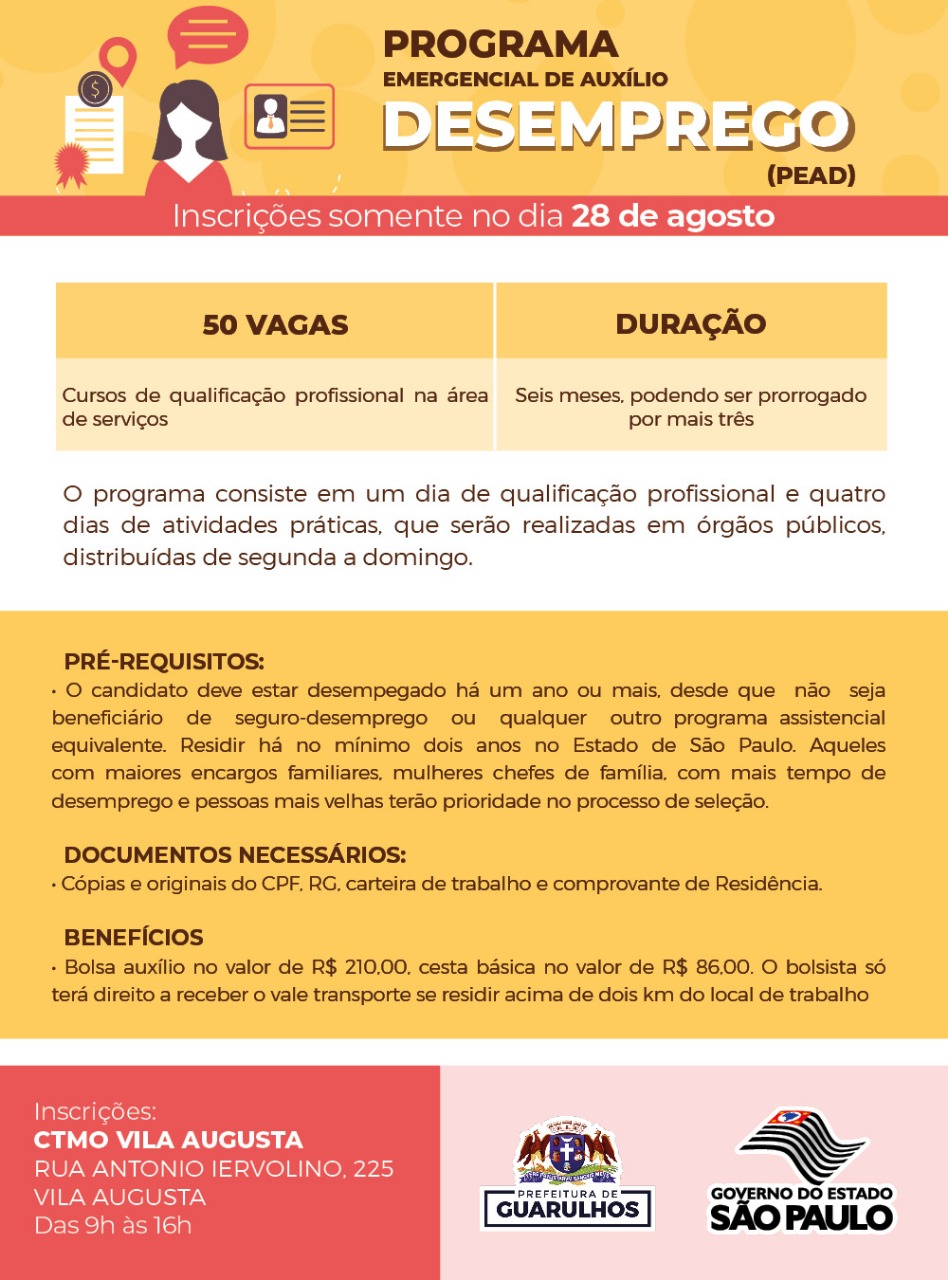 Resultado de imagem para Prefeitura recebe inscriÃ§Ãµes para o Programa Emergencial de AuxÃ­lio Desemprego na quarta-feira
