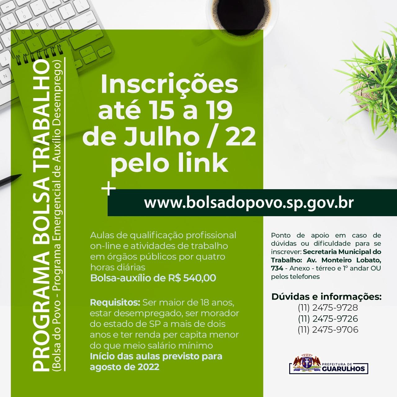 salute Inn cute Inscrições para o Programa Bolsa Trabalho terminam nesta terça-feira |  Prefeitura de Guarulhos