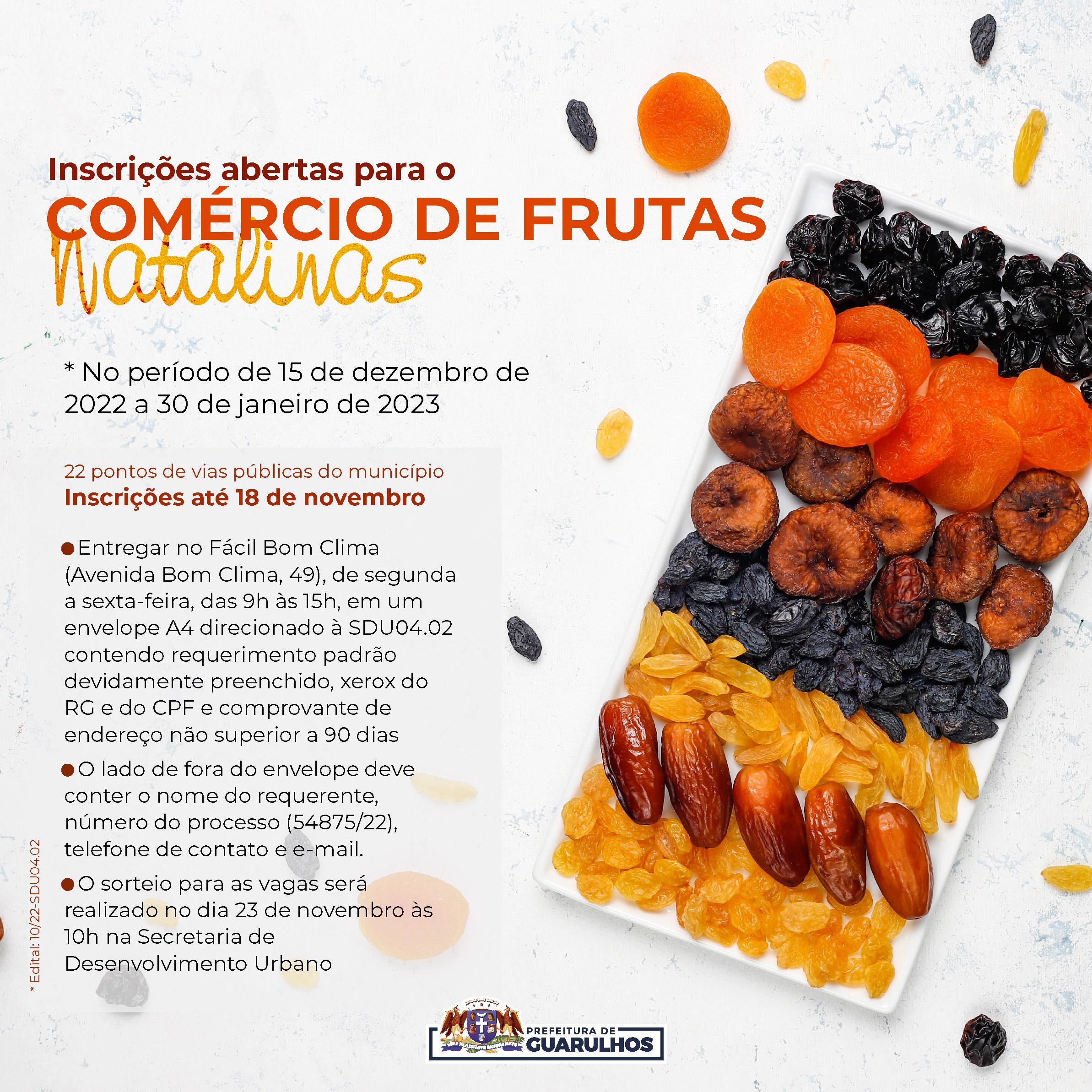 Inscrições para o comércio de frutas natalinas no final do ano se encerram  no dia 18 | Prefeitura de Guarulhos